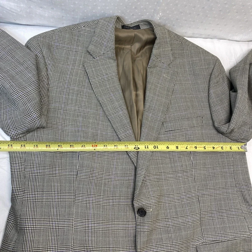 Lauren Ralph Lauren Blazer Men 46R Purple Tan Prince Edward Plaid‎ Silk Wool